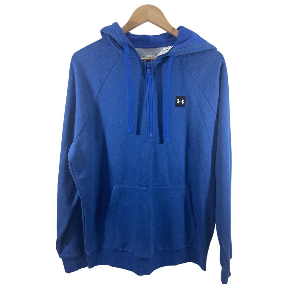 Under armour Men M Blue 1/2 Zip Pullover Hoodie Rival Fleece Kangaroo Pocket NWT